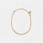 18k gold plated sterling silver cubic zirconia chain bracelet in a minimalist fine bead silhouette