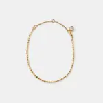18k gold plated sterling silver cubic zirconia chain bracelet in a minimalist fine bead silhouette