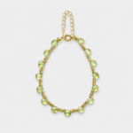 18K gold plated sterling silver green peridot bead strand bracelet in a minimalist adjustable silhouette