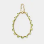 18K gold plated sterling silver green peridot bead strand bracelet in a minimalist adjustable silhouette
