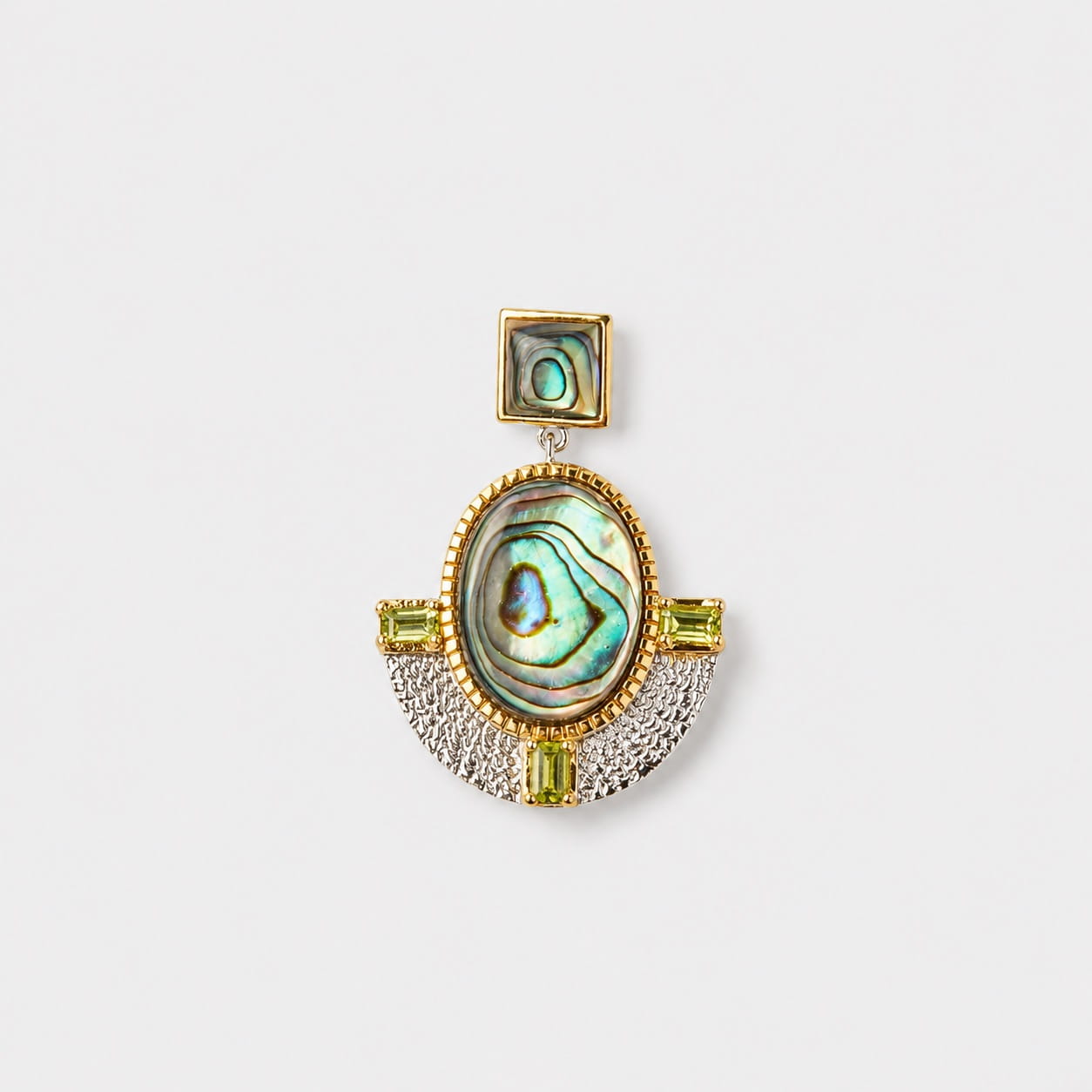 18k-gold-plated-sterling-silver-natural-abalone-shell-pendant-geometric-hollow-shield 18K gold plated sterling silver natural abalone shell pendant in a geometric hollow shield frame