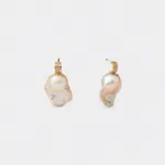 18K gold plated sterling silver natural pink baroque pearl stud drop earrings featuring a refined irregular organic silhouett