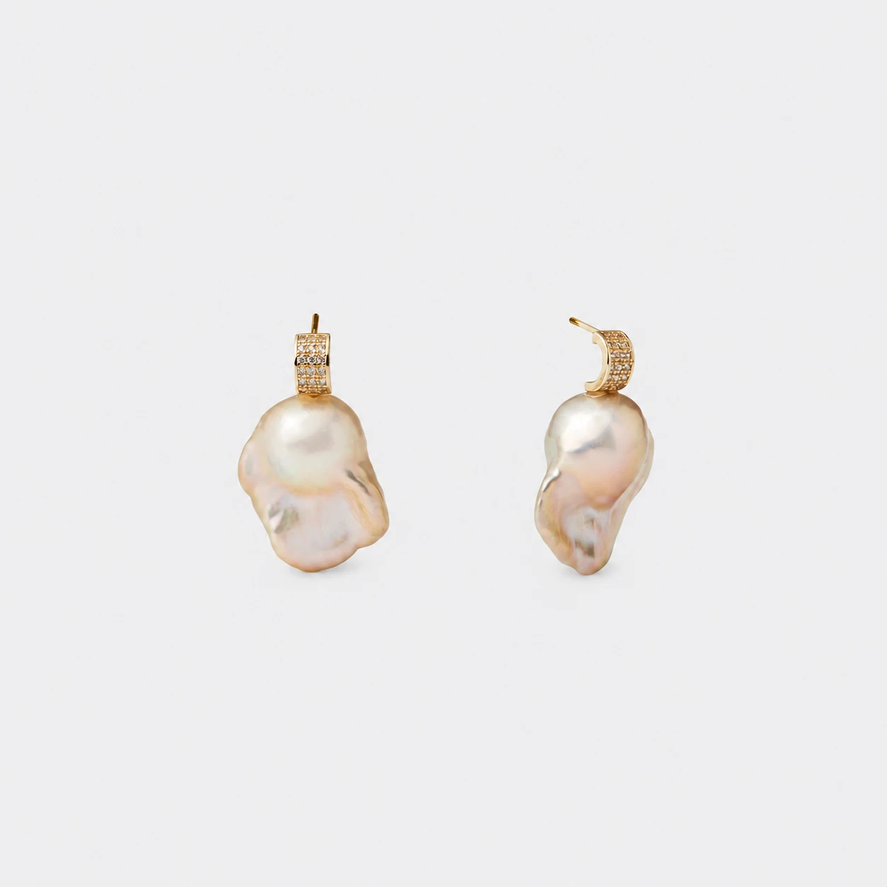 18k-gold-plated-sterling-silver-pink-baroque-pearl-stud-drop-earrings 18K gold plated sterling silver natural pink baroque pearl stud drop earrings featuring a refined irregular organic silhouett