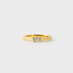18K gold plated sterling silver rectangular cubic zirconia ring with a minimal softly textured silhouette