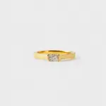 18K gold plated sterling silver rectangular cubic zirconia ring with a minimal softly textured silhouette