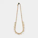 18K gold plated titanium steel synthetic quartz drop necklace with a fringe teardrop design.