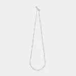 Rhodium-plated sterling silver reflective textured chain necklace in a delicate minimalist slim silhouette