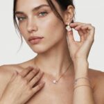 Model wearing the delicate Shimmer cubic zirconia bead chain bracelet stacked elegantly on the wrist for effortless everyday work and dinner styling