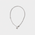 Rhodium plated 925 sterling silver cubic zirconia chain bracelet in a minimalist fine bead silhouette