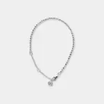 Rhodium plated 925 sterling silver cubic zirconia chain bracelet in a minimalist fine bead silhouette