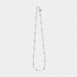 Rhodium plated sterling silver tricolor corundum necklace in a delicate slim chain design.