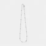 Rhodium plated sterling silver tricolor corundum necklace in a delicate slim chain design.